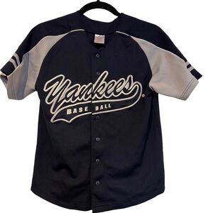 Boys 10/12 Genuine Merchandise Navy and Gray Kids Baseball Jersey Yankees